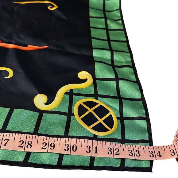 Bvlgari Silk Scarf Vintage Gondola Designer Davide Pizzigoni Blue Green 34" x 34 - Picture 10 of 12